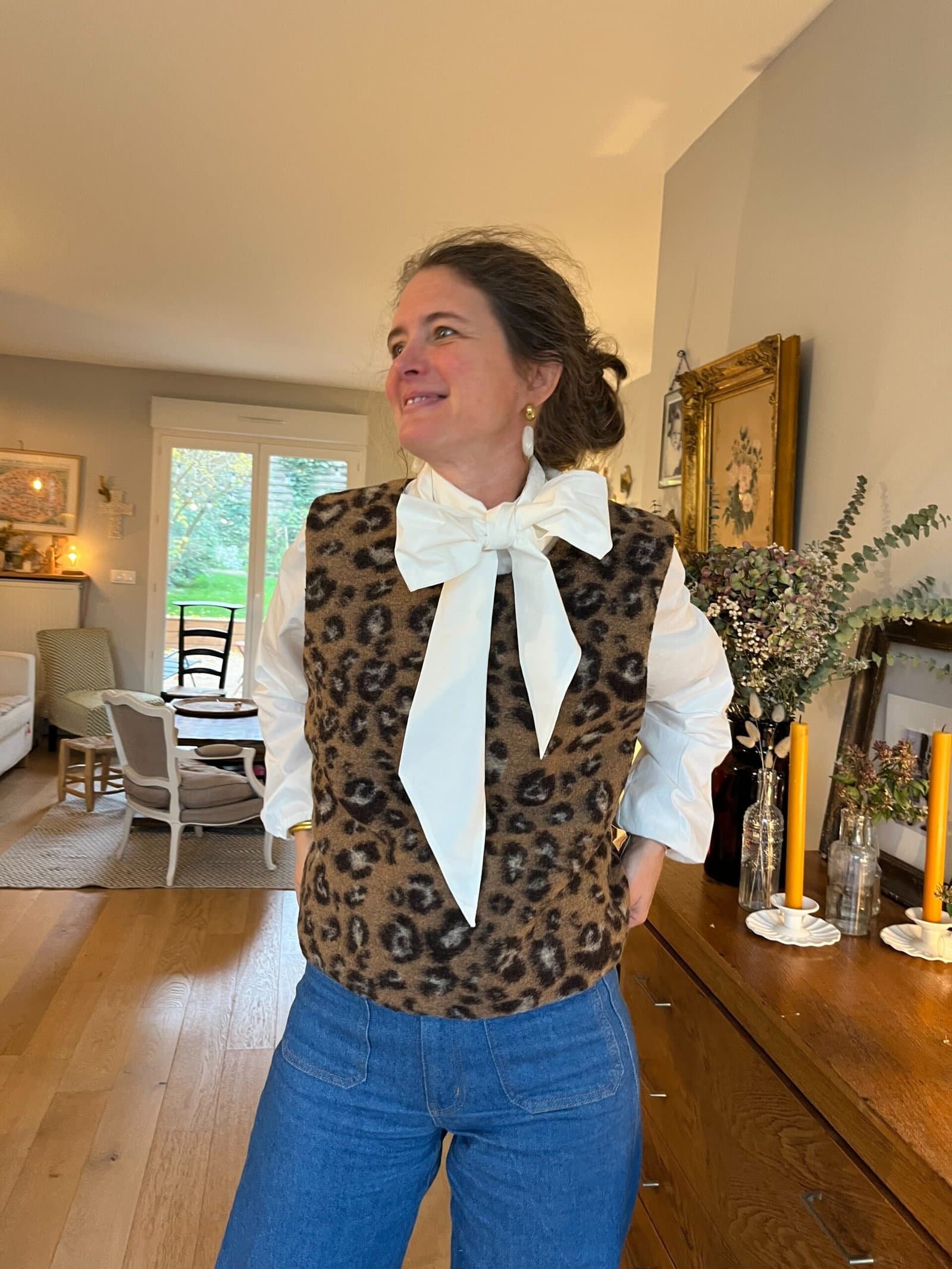 Plastron Pierette laine léopard